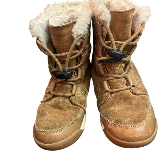 Sorel youth Whitney winter sneaker snow boot boy girl size 1 little kid faux fur - Picture 4 of 16